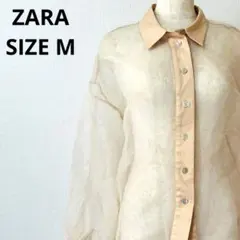 ザラ ZARA シースルー シャツ ブラウス バルーン袖　M
