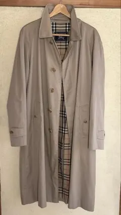【英国製】バーバリー ステンカラーコート ノバチェック ベージュ M〜L相当