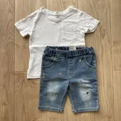 ぽん 様専用GAP ホワイトTシャツとデニムショートパンツ100cm