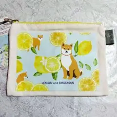 フラットポーチ レモン しばたさん　柴犬