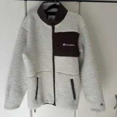 Champion フリースジャケット XL ホワイト/ブラウン