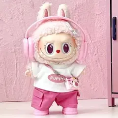 ラブブ 服 LABUBU ぬい服 Y2K ピンクコーデ ヘッドホン 5点セット
