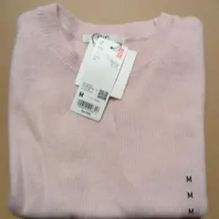 ユニクロC カシミヤクルーネックショートセーターノースリーブ M ピンクのサムネイル