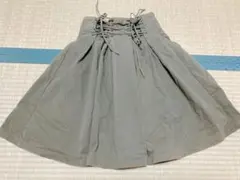 フレアスカート　プリーツ　カーキ　編み上げ　y2k