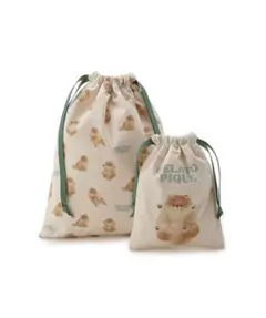 ドッグ巾着2点セット　ジェラートピケ　ジェラピケ　ポメラニアン