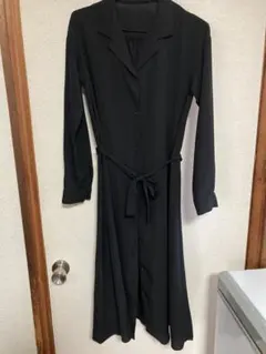 GU ブラック シャツワンピース 長袖 ウエストリボン付き