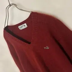 美品　クロコダイル　Vネック　ニット　セーター　ウール100%　古着女子