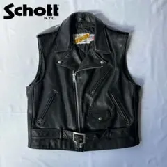【未使用品】SCHOTT レザーベスト サイズL 中古・古着通販】Schott (ショット) レザーベスト ブラック