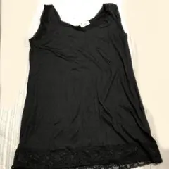 激安 黒 レース付き タンクトップ Lサイズ インナー ブラック
