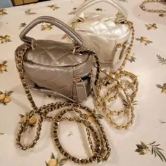 【最終お値下げ】シルバー ホワイト キルティング ショルダーバッグセット