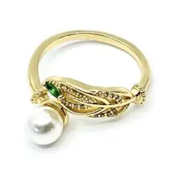 パールリング 指輪 ゴールド きらきら 上品 高級 フリーサイズ 調整可能