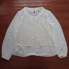 す*き様 ホワイトレース長袖ブラウス
