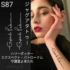 S87　ジャグアタトゥーシールSサイズ　2週間もつジャグアタトゥー　英文　英語のサムネイル