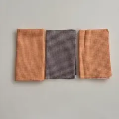 【新品・未使用（美品）値下げ中‼️】チェック柄の洋裁布（オレンジ×ブラウン）
