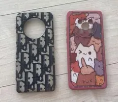 猫デザイン ソフト・ハードケース模様2セット