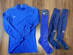 アスレタ ソックス 25-27cm 紺＋新品ソックス 青＋長袖インナー M