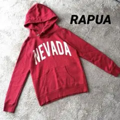 【RAPUA】スウェットパーカー プルオーバー 赤 ロゴ刺繍 L 薄手 ポケット