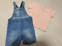 H&M デニムサロペット&Tシャツセット☆ 80