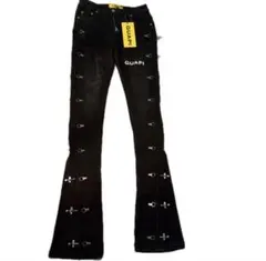 GUAPI ブラック デニム パンツ フレア メタルパーツのサムネイル