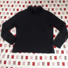 Electee　レディース　花柄レースタートルネック　長袖カットソー　黒　M～L