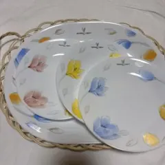 楕円形　プレート 皿 4枚セット 花柄　コレール 割れにくい　新品　バレンチノのサムネイル