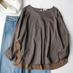 美品｜組曲 異素材ミックスドルマンカットソー プルオーバー クミキョクのサムネイル