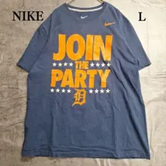 ナイキ 青 メンズＴシャツ ビッグプリント スウッシュ デトロイト【い374】