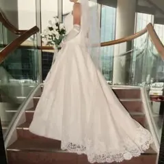 ハイネックウエディングドレス（シルク）／インナー4点セット　コサージュ付き