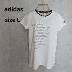 アディダス レディース Tシャツ Lサイズ ホワイト メッシュ 速乾