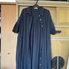 sandy ブラック 半袖 シャツワンピース