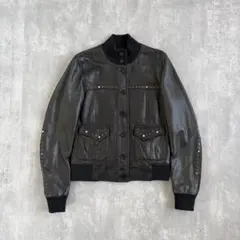 90s Vintage スタッズ装飾 ラムレザージャケット M相当 イタリア製
