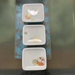 深川製磁 寿赤絵 小皿 皿 角皿 金彩 銘々皿 菓子皿 取皿　3セット