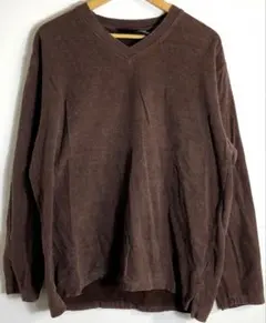 00s vintage コットンニット　ブラウン　Vネック　ゆるだぼ　L 古着