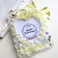 硬質ケーストレカケース 高透明♡ホイップデコ 黄色 チェーンハート リボン