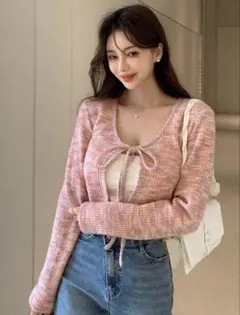 SHEIN DAZY ナチュラル 衿なしお腹出し タンクトップ