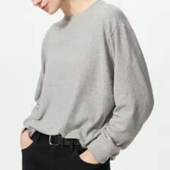 ソフトニットフリースクルーネックＴ長袖グレー Ｌ