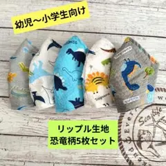 ☆限定セール☆男の子用〜ハンドメイドマスク〜リップル生地恐竜柄5枚セット☆