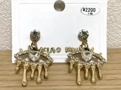 レディース　ピアス　ゴールド　目玉デザイン　ハート　個性的　ユニーク