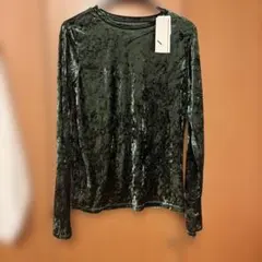 ダークグリーン ベロア 長袖 トップス