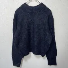 美品　ジーユー　ニットセーター　ブラック　ラメ　クロップド　長袖　シンプル　S