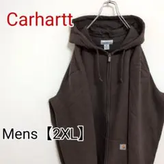 E156【US輸入】Carhartt　フルジップパーカー【メンズ2XL】ブラウン