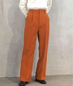 【新品】センタープレス フレア パンツ スラックス カラー オレンジ ブラウン