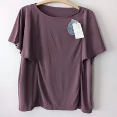 接触冷感素材　　フレアスリーブ 半袖Tシャツ パープル