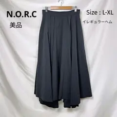 美品　N.O.R.C ロング フレアスカート 黒 L　XL イレギュラーヘム