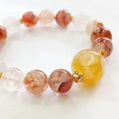 オレンジサゲニティックとフローライトのブレスレット - メルカリ