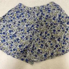 花柄 キュロット ショートパンツ ブルー系