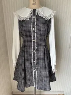 ROJITA ロジータ レース襟チェックワンピース 長袖 フリーサイズ