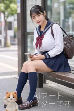 【A447】A4 AI 美女 ポスター アート グラビア セーラー服 コスプレ
