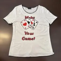 RENA LANGE ドイツ製　トランプ柄 ビーズ刺繍 半袖Tシャツ ホワイトのサムネイル