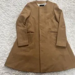 Drawerドゥロワー ノーカラーコート ベージュ マキシ丈 キャメル